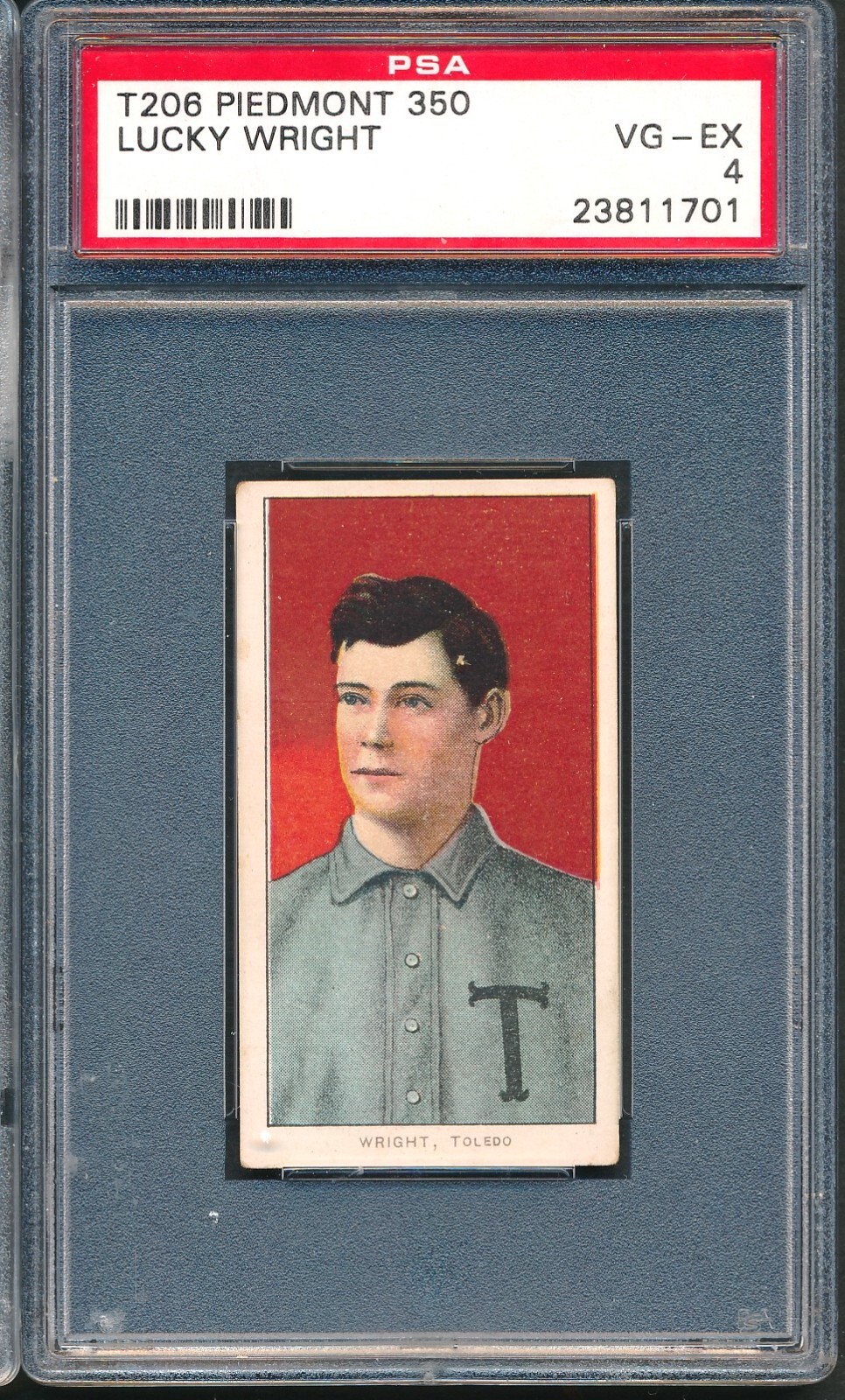 T206 Piedmont 350: LUCKY WRIGHT Toledo Mudhens  ~ PSA 4