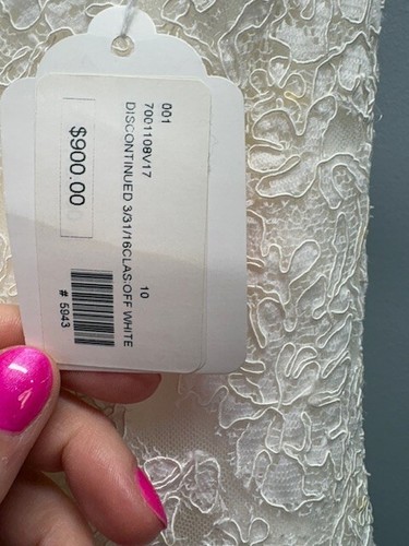 $900 Off White Lace Strapless Mermaid Wedding Dress Size 10 - Picture 10 of 10
