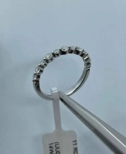 14K White Gold Finish 2 Ct Round Cut VVS1 Moissanite Eternity Wedding ...