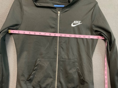 Nike Youth S Full Zip Hoodie Black Polyester Athletic Jacket Logo Lightweight - Picture 3 of 5