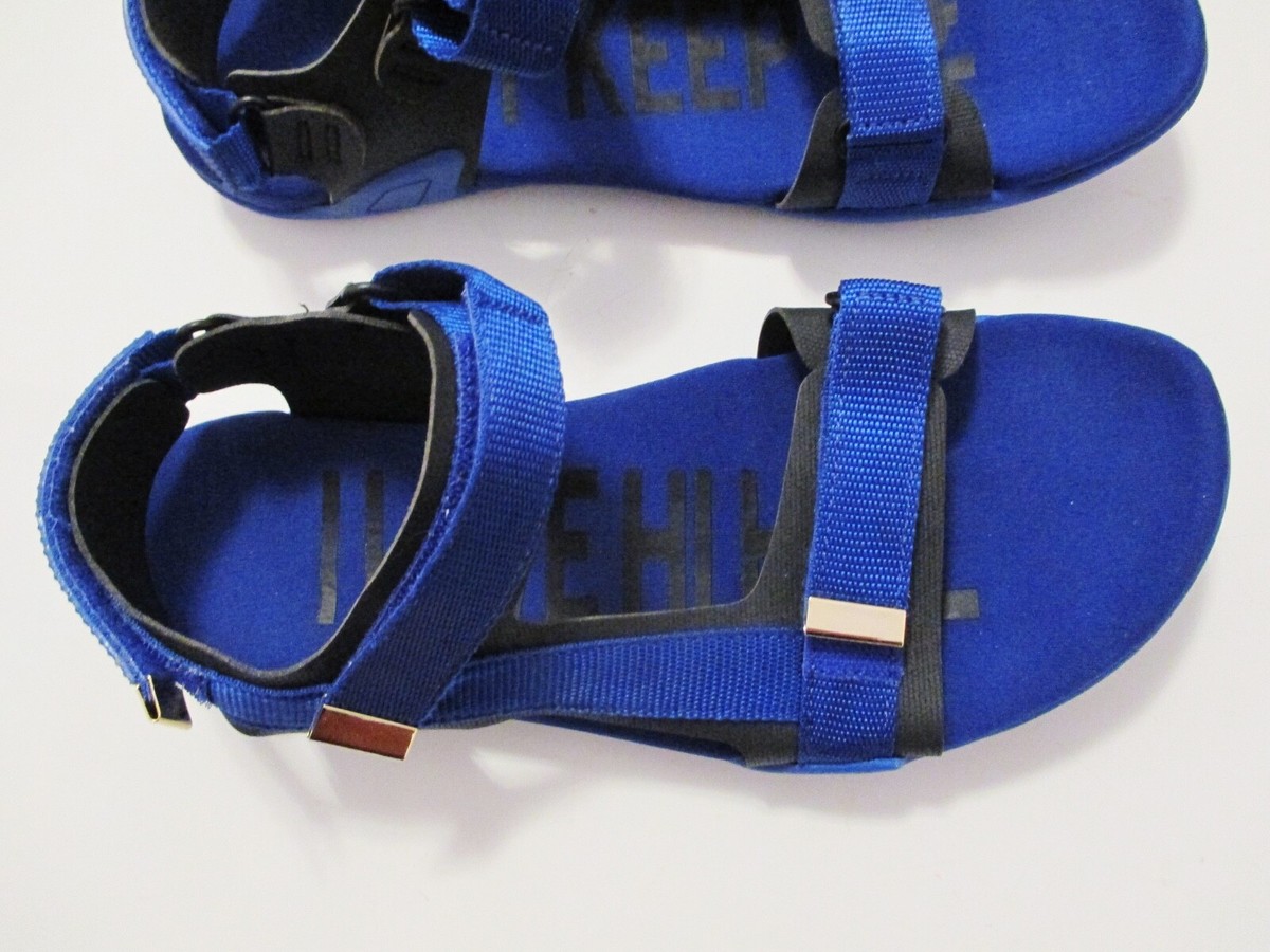 Suecomma Bonnie Sandals S 8US Blue Flats Rubber 3 w/ VELCRO