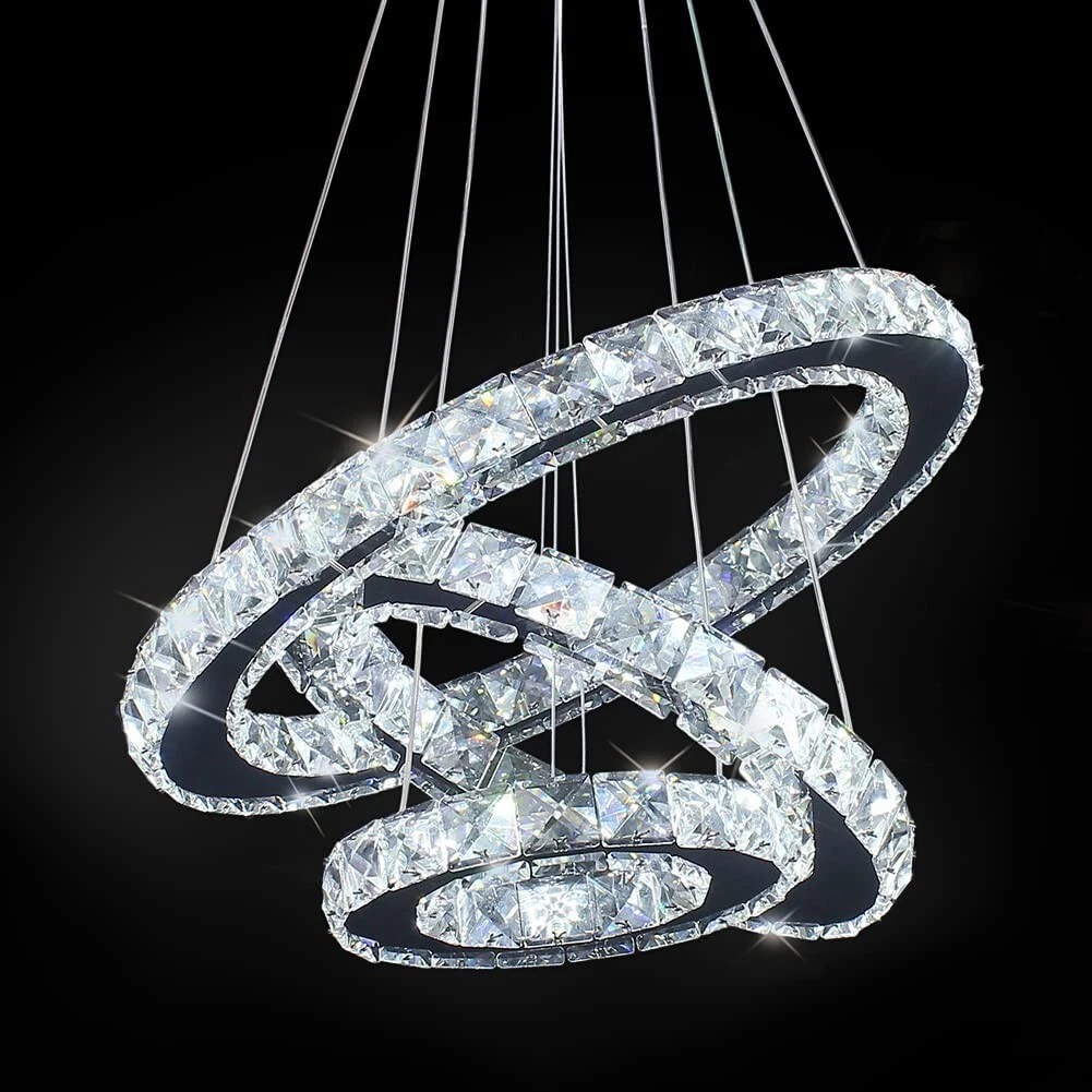 Buy LIGHT WAVE Crystal Chandelier Modern Hanging Rings Ceiling Light  Pendant for Living Room, Bedroom, Hall, Hotel, Bar, Resort Décor Online at  Low Prices in India - Amazon.in