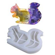 Flexible Silicone Coaster Mould Squirrel Shaped Epoxy Tray Mold Jewelry Supplies
