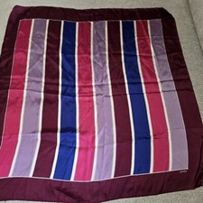 Vtg ECHO silk Muli-Color Striped Square Scarf 26" Beautiful, Hand Rolled