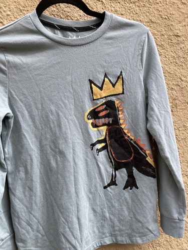 Kid's Jean Michel Basquiat Blue Dinosaur LS T-Shirt L 12-14 Cotton Crew Art Icon - Picture 9 of 12