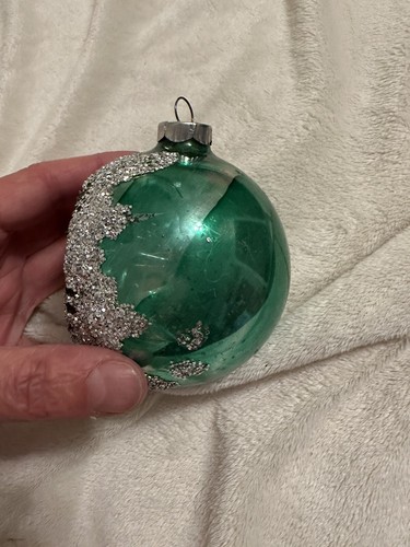 Vintage West Germany Indent Christmas Ornament Green 3” - Picture 2 of 5