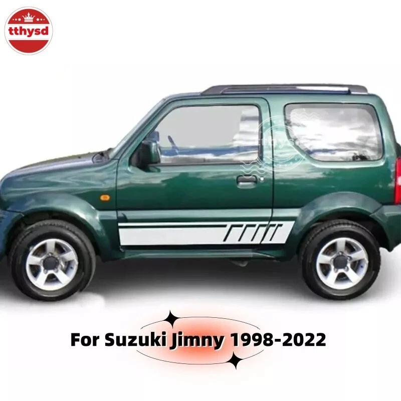 Kit de calcomanías a rayas de vinilo para puerta lateral de coche Suzuki Jimny 1998-2022 2 piezas adhesivas NUEVO Foto 3 de 4