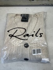 Rails Women's Josie Cardigan, Rib Knit,  Heather Taupe Cream - Large - RRP £198