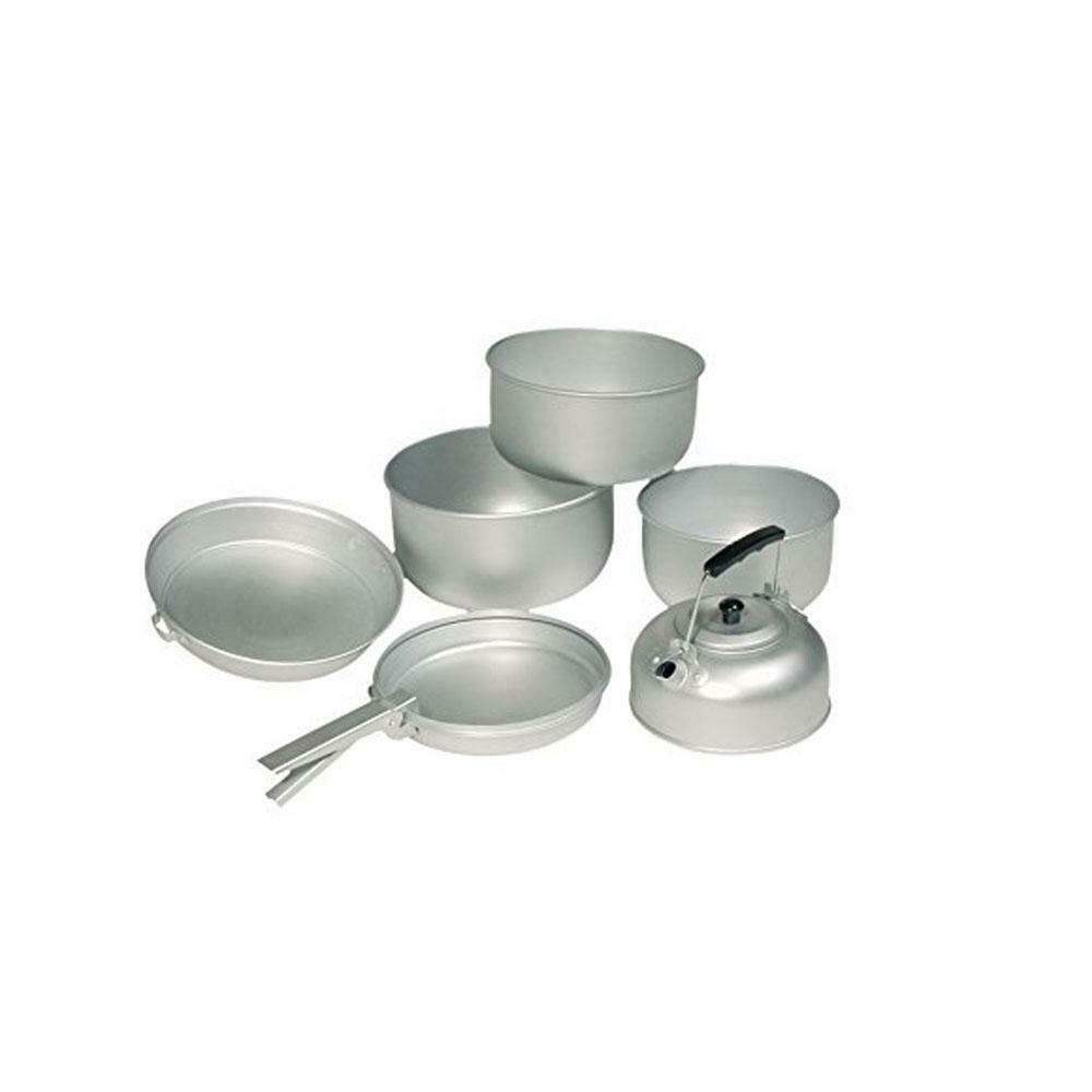 Mil-Tec Aluminium 6 Piece Pots Pan Pot Cooking Set Camping Fishing Hiking