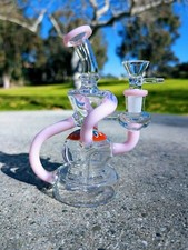 6.5 Pink Wig Wag Klein Recycler Tobacco Smoking Water Pipe Hookah Bubbler Bong