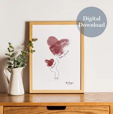 Custom Fingerprint Heart Love Original Digital Download Gift Father Mother day