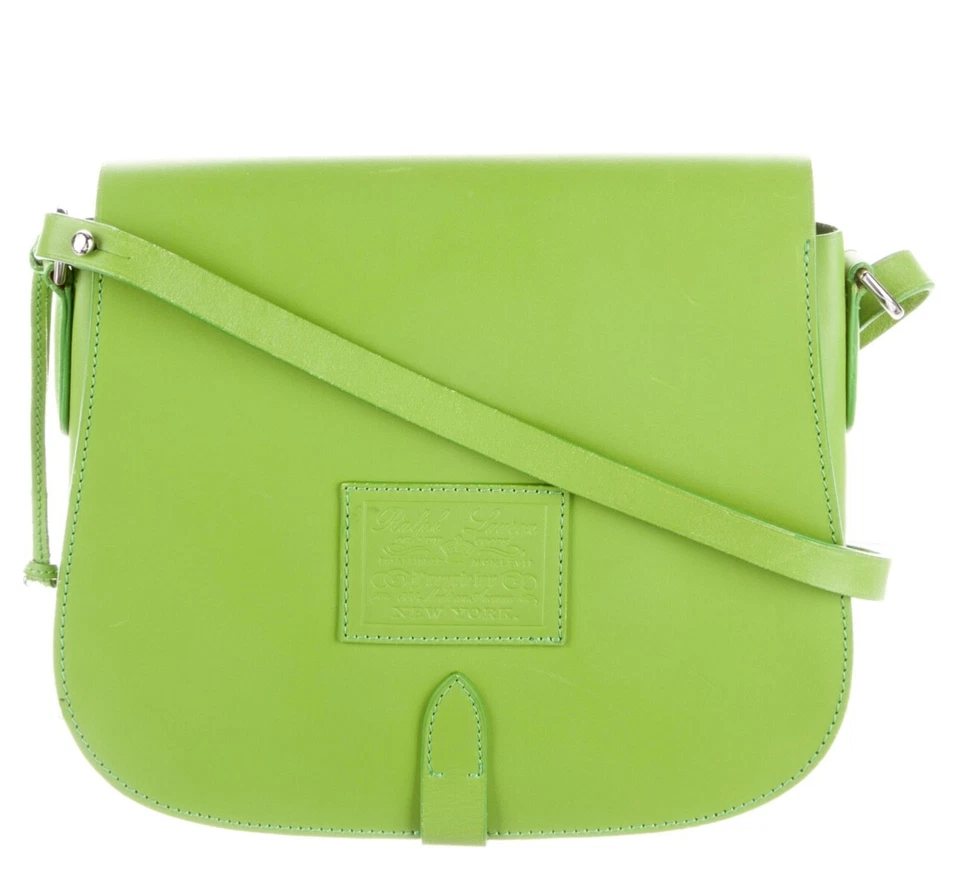 Ralph Lauren Bandolera de Hombro Neón Riviera Verde Sillín Bolso de Mano Cuero Foto 2 de 4