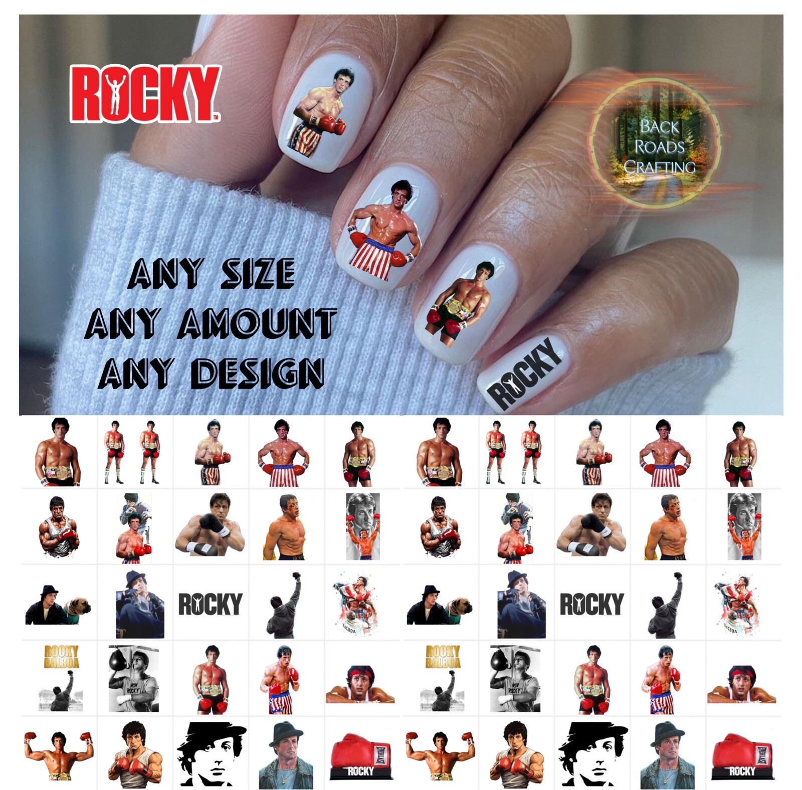 Rocky Balboa Nail Art Decals Set Of 50 Instructions & Bonus