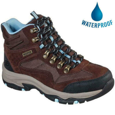 Skechers Womens Relaxed Fit Trego Hiking Boot Choc/Blue Waterproof