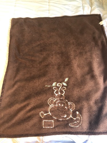 Blankets and Beyond Banana Buddy Monkey Fleece Blanket. 35” x 30” - Picture 3 of 3