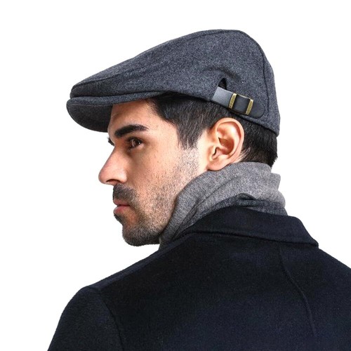 Men's Wool Flat Hats Adjustable Size Newsboy Caps Classic Cabbie Ivy Cap Bere... - Picture 6 of 6