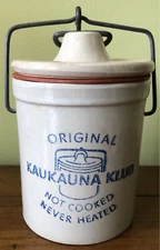 Vintage Original Kaukauna Klub Wisconsin Advertising Not Cooked Cheese Crock Lid
