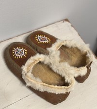 Native American Plains Indian Beaded Leather Moccasin Shoe
