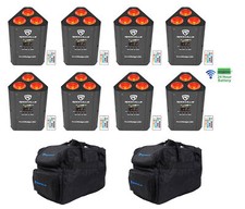 8 Rockville RockWedge LED RGBWA UV Rechargeable Battery Wireless DMX Lights Bag