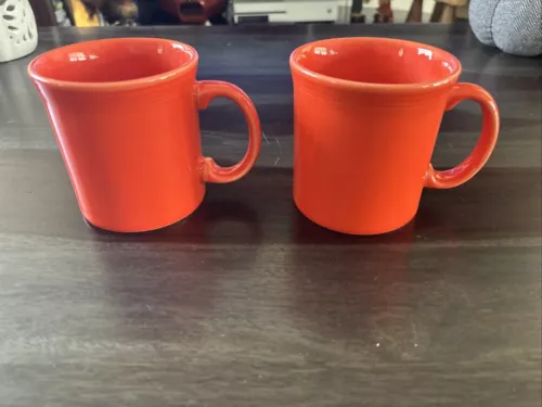 Orange HLC Homer Laughlin Fiesta Ware Fiestaware Coffee Mug Set Of 2