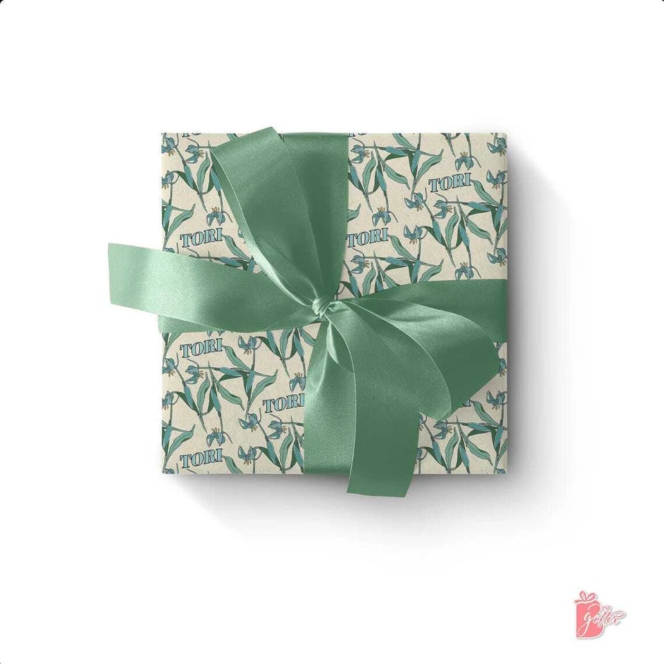 Name Personalized Birthday Gift Wrapping Paper with Bluebell Flower Gift Paper - Image 3 of 4