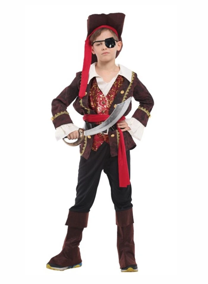 Disfraz de pirata caribeño niño calavera huesos cruzados niños niño gótico semana del libro Foto 4 de 4