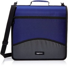 Amazon Basics 3-Ring Binder with Zipper - O-Ring, 3 Inch, Blue NEW
