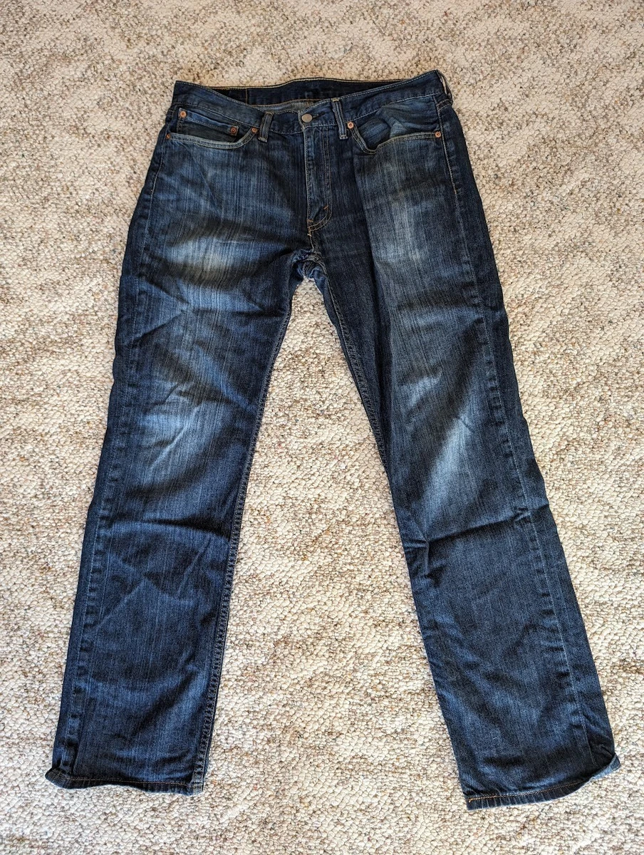 Levi s 514 34x32 Mens Jeans Straight Leg Blue Dark Wash Cotton eBay