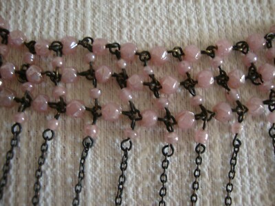Collier Belle Époque Perles Pâte De Verre Rose - Style Bohème, Très Bon état