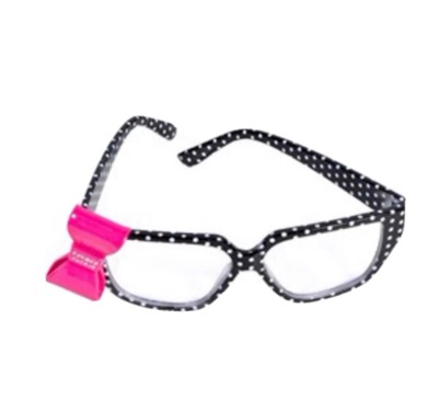 Polka Dot Nerd Glasses With Pink Bow