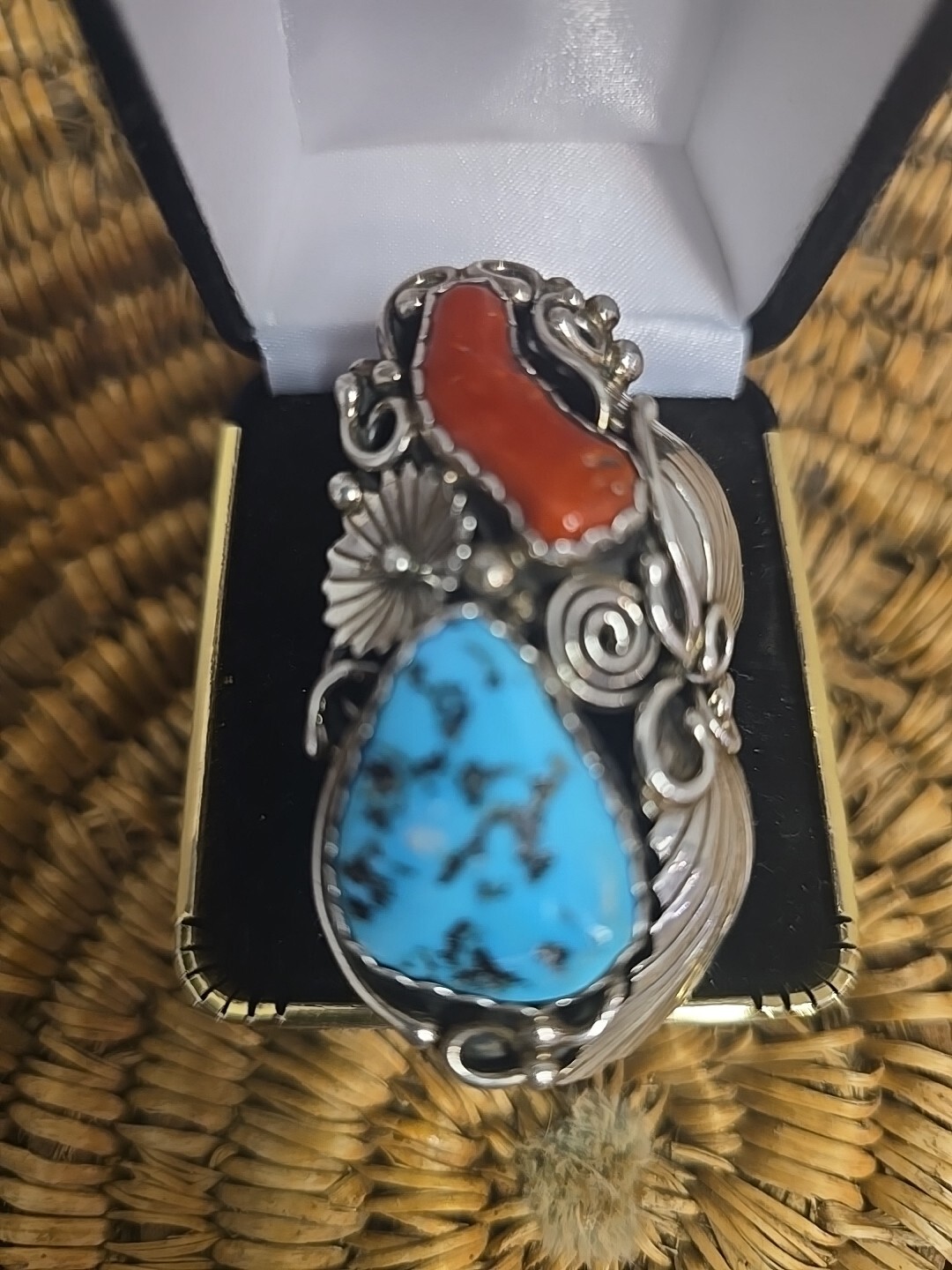 Vintage Huge Statement Ring S8 Native American Na… - image 2