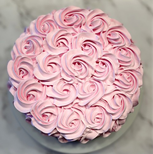 DECIKES Pastel Rosa Falso Comida Artificial Pastel Roseta Rosa - Imagen 3 de 7
