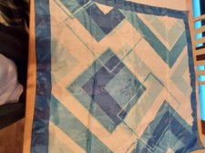 Vintage Blue and White Scarf Geometric Made In Italy 34x32 polyester