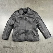 Sergio Vadducci Leather Jacket Womens Xxl Black Full Zip Lined Minor Flaws Preow