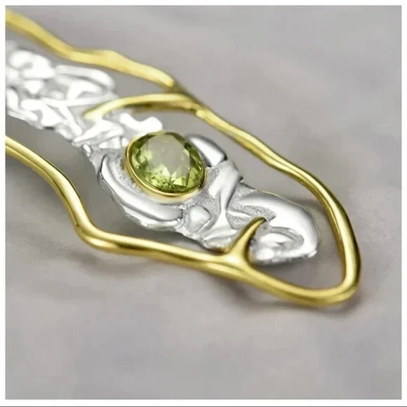Handmade 925 Silver Natural Peridot The Zyang Artisan Necklace S12 - Image 4 of 4