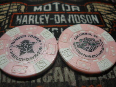 Pink & Black Columbia South Carolina Thunder Tower Harley Davidson Poker Chip