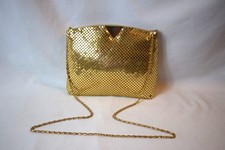 Vintage Y S GoldTone Metal Mesh Evening Handbag With Metal Chain Strap
