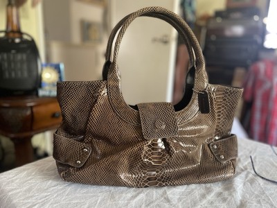 Danier Deep Brown Studded Buckles Genuine Snakeskin Leather Purse