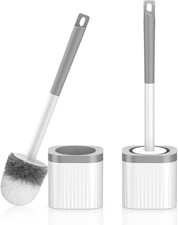 Toilet Brush, 2 Pack Compact Toilet Bowl Brush and Holder Set with Nylon Bristle