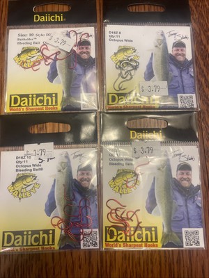 Daiichi Red Walleye Octopus Wide, Bait holder Hooks - Size 8 &10  Panfish Bronze