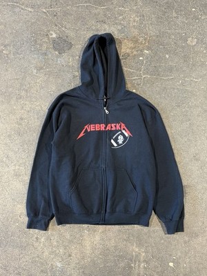 Metallica Inspired Nebraska Jerry s Bar Zip Up Hoodie Size Large Y2K