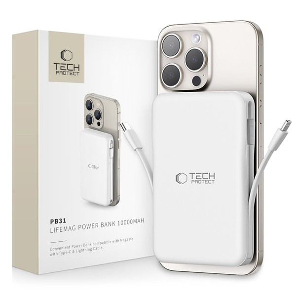 PB31 10000Mah 15W Magsafe Magnetische Powerbank Mit USB-C Iphone Lightning-Kabel-image