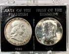 Last of the Franklin First of the Kennedy Half Dollar Coin Set w/Edge Toning