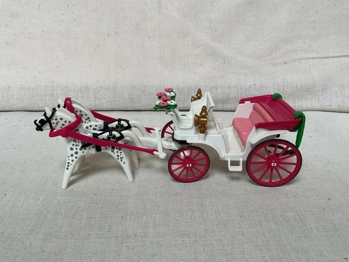 Vintage Playmobil Victorian Horse Drawn Carriage Wedding Carriage W/2 Horses