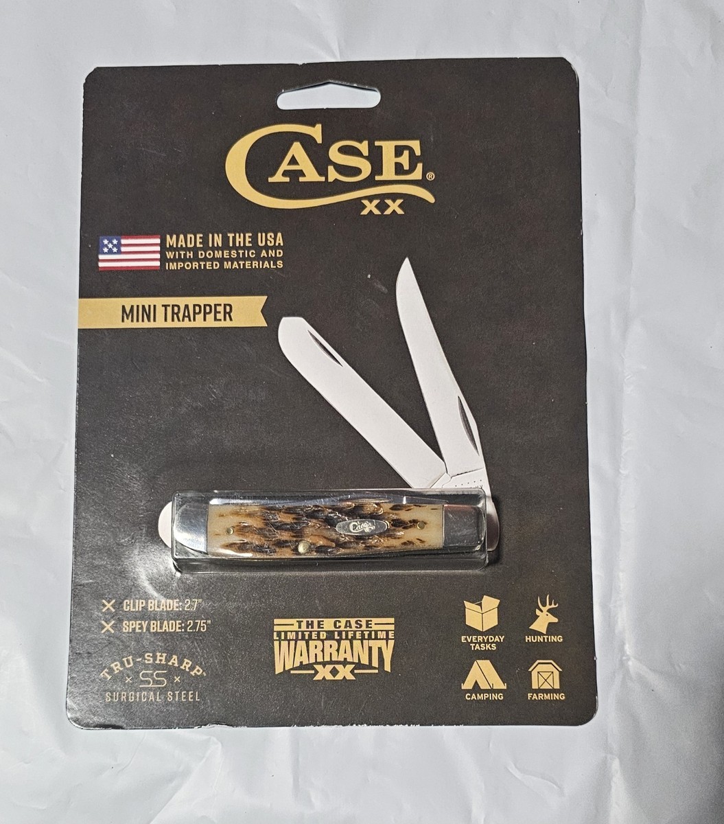 Case XX Knife 6207 SS Mini Trapper Amber Bone Peach Seed Jig New