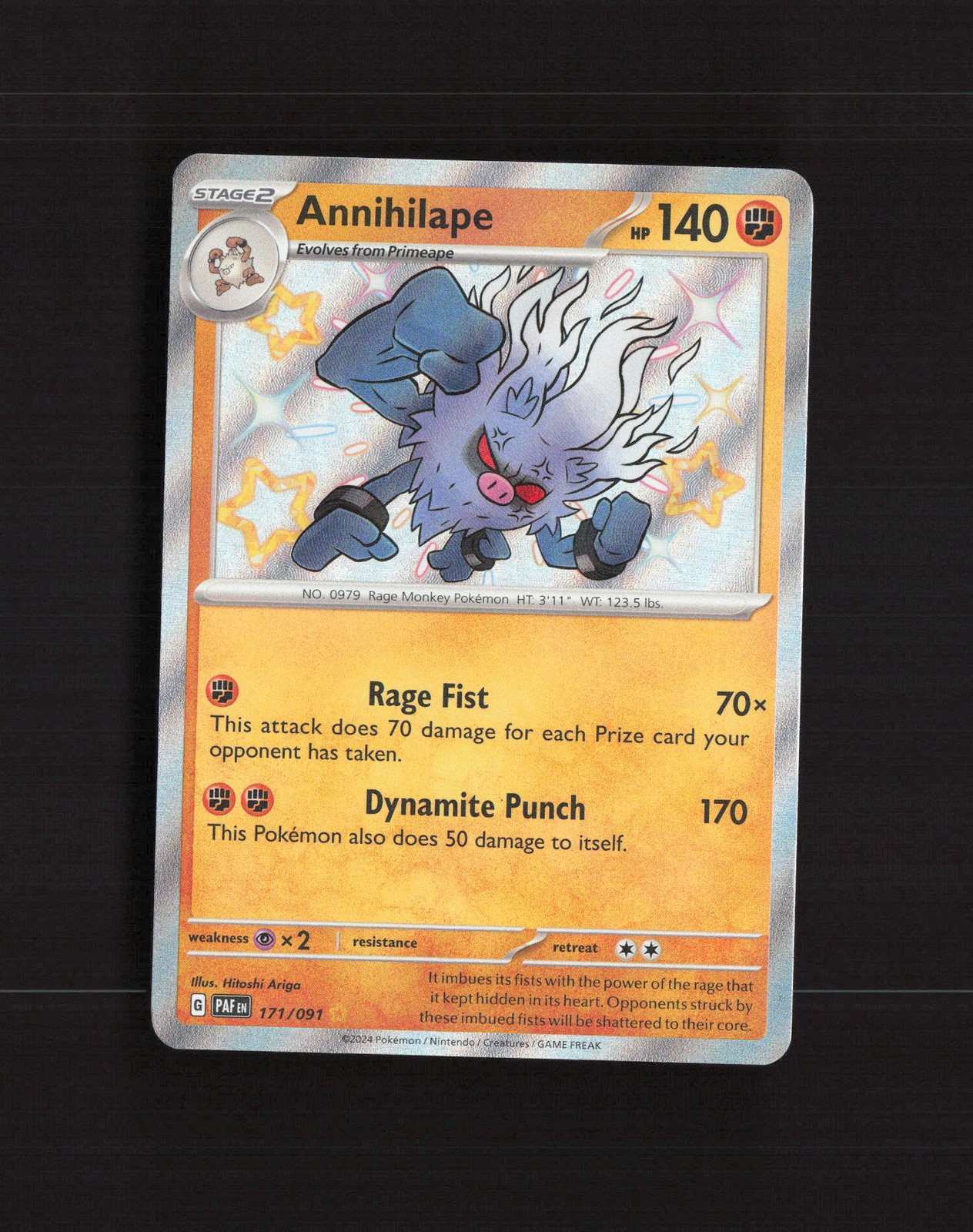 Annihilape 171/091 Paldean Fates Shiny Rare Holo Pokemon Card NM