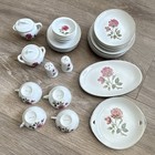 Vintage Rose Floral Porcelain Pretend Play Tea Set Plates Cups Creamer Sugar S&P — photo 9