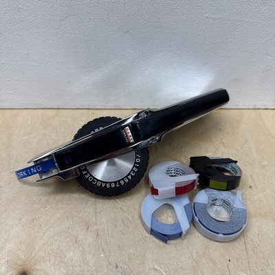 Vintage DYMO 1570 Chrome Metal Label Maker Tested And Working + Tape Rolls *mark