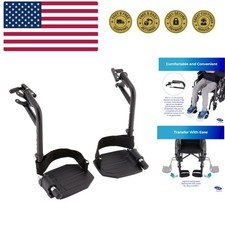 Wheelchair Legrest with Heel Loops Swing-Away Design, Adjustable Footrest L...
