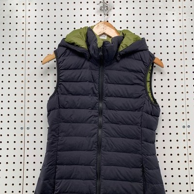 Burton Down Puffer Vest Womens Small Black AK Black Green Hooded